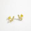 ANDYWEN 925 Sterling Silver Three Flower Stud Earring  Luxury Women Fashion Crystal Luxury Jewelry For Wedding