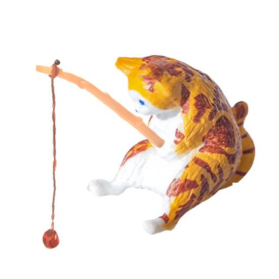 Cat Fishing Figurine Mini Resin Cute Cat Statue Miniature Fish Tank Landscaping Aquarium Decor for Fairy Garden Home Decor