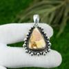 Natural Mookaite Gemstone Pendant Yellow 925 Sterling Silver Indian Jewelry
