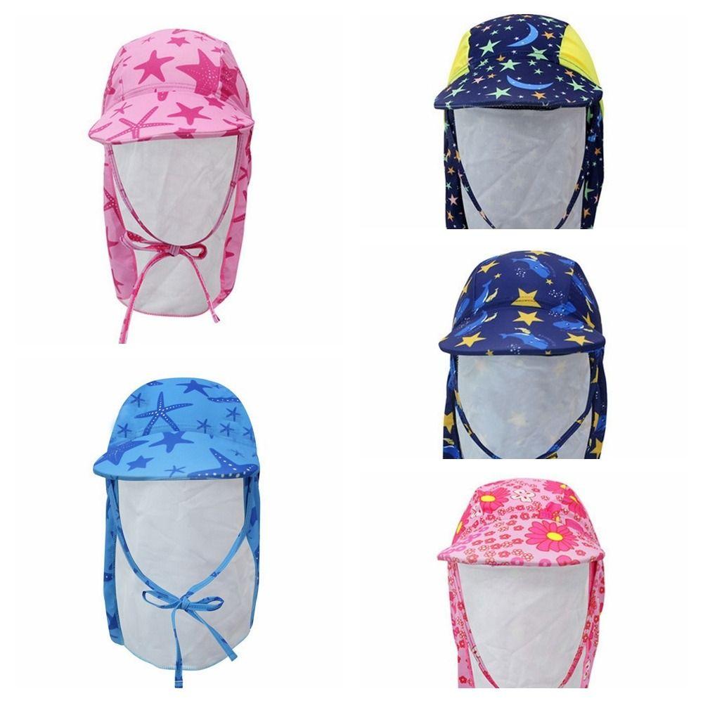 Flower Kids Beach Hat UV Protection Sunshade Swimming Cap Flap Cap Kids Sun Hat  Swimming