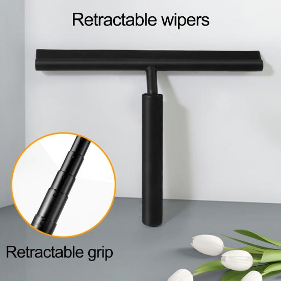 Скребок для окон, выдвижной, с противоскользящей ручкой, длинная ручка, не требующая сверления, для ванной комнаты, силиконовый