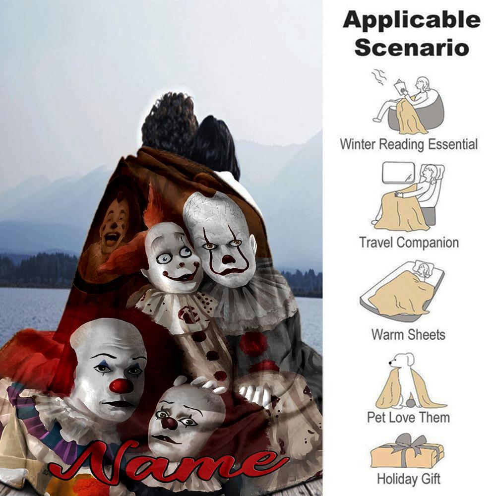Customiz Name Personality Pennywise the Dancing Clown Blanket Soft &Warm Sofa Office Bed Travel Lunch Break Blanket, Gift Suitable All Seasons