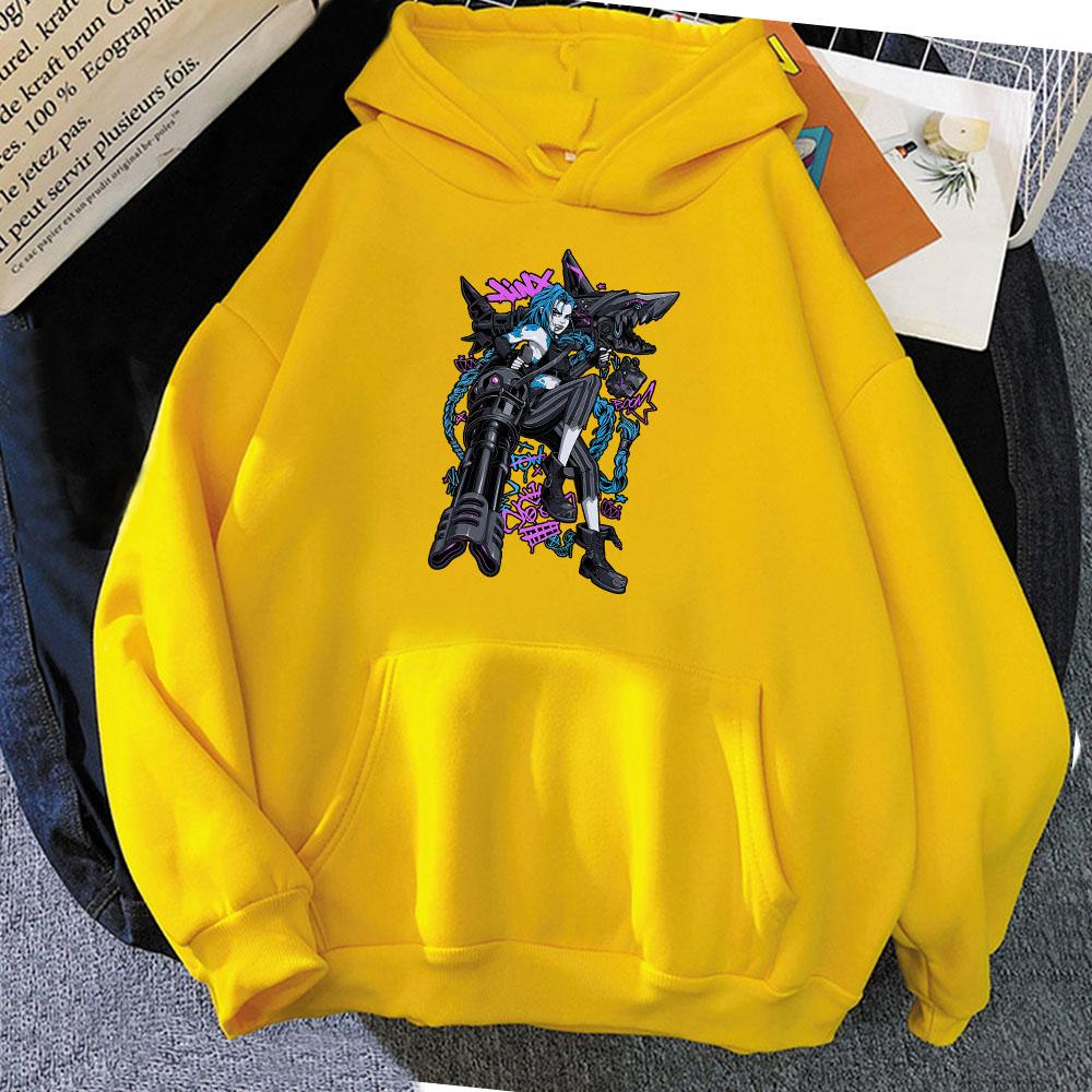 Женское худи Jinx Arcane Game с принтом, толстовки с капюшоном, зимний флис, женская повседневная толстовка с длинным рукавом и карманом