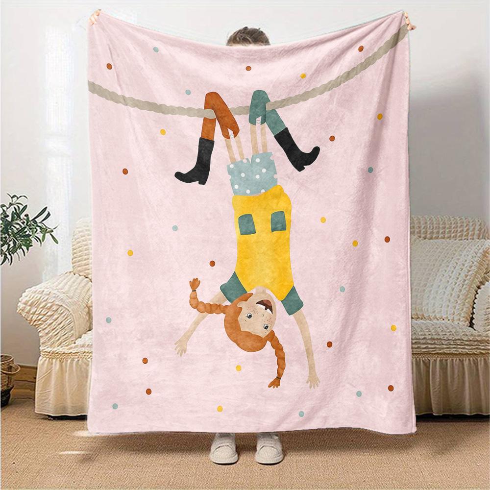 Girl Upside Down Flannel Blanket Super Soft Warm Cozy Blanket For Sofa Bed Office Travel Allseason Home Decor Gift