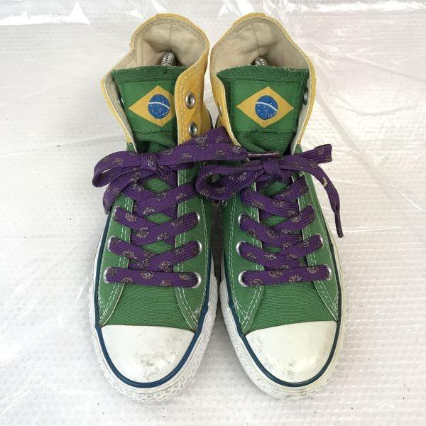 Converse ALL STAR Футбол Бразильский Цвет Высокие 4.5 23.5 Зеленый Желтый(ИСПОЛЬЗОВАЛ)