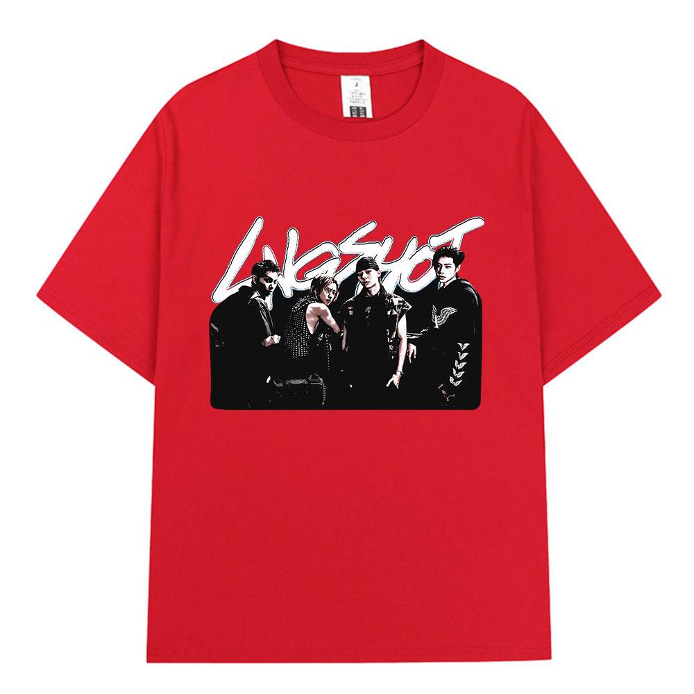 Korean Kpop Hip Hop Group Lngshot Tshirt Unisexs Women Clothing Fashion Oversized Cotton Casual Y2K Short Sleeve Tees Streetwear