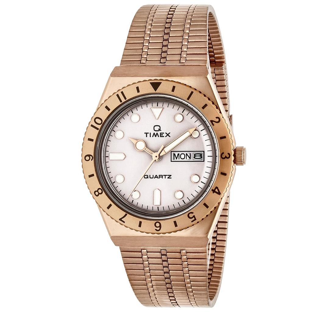TIMEX Q TW2U95700 Кварцевые часы Кремовый циферблат Винтажный стиль Браслет из нержавеющей стали