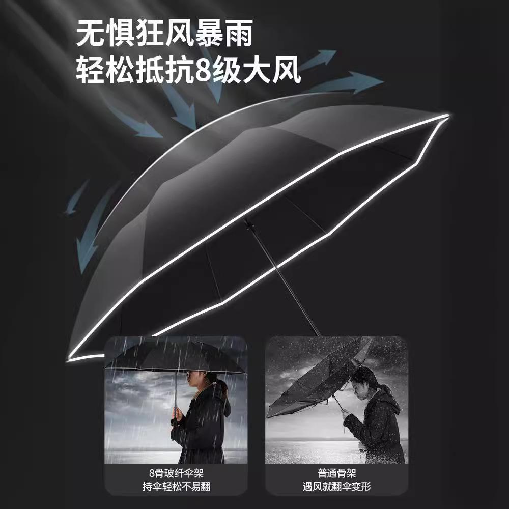 Зонт с длинной ручкой, большой размер, двойное усиление, увеличенный ветроустойчивый автоматический зонт-трость, светоотражающий зонт