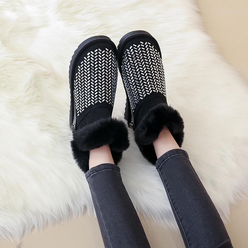 Женские ботинки, новые зимние плюшевые высокие зимние ботинки для женщин, теплые повседневные лаконичные удобные элегантные хлопковые женские ботильоны