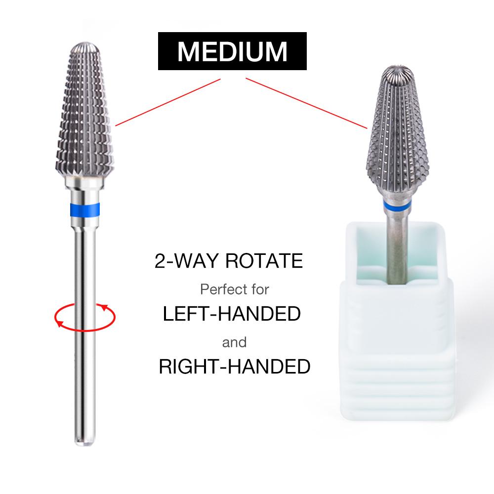 5 In 1 Carbide Tungsten Nail Bit Dual Rotation Volcano/Tornado Milling Cutters Fast Remove Acrylic Hard Gel ManucureTools