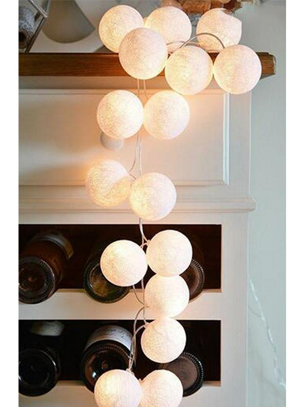 Светодиодная гирлянда из хлопковых шариков - Разноцветные мигающие огни для Рождества, фестивалей и декора помещений