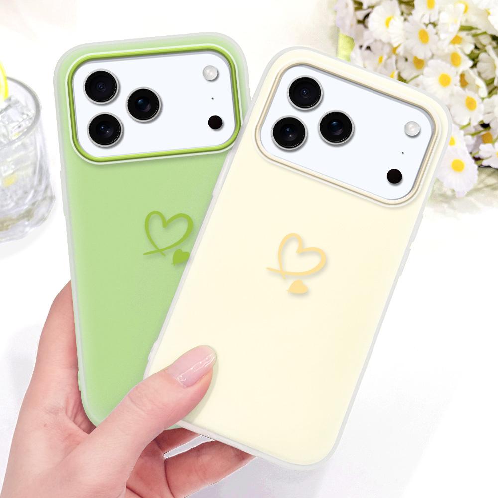 Простой Чехол для Телефона в Форме Сердца для IPhone 17 17E Air 16 16E 15 Plus Pro Max Конфетного Цвета