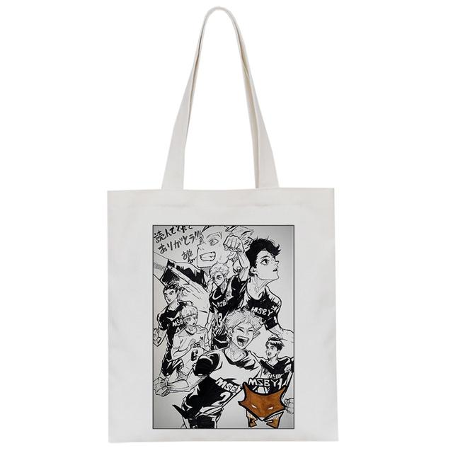 Fashion Anime Haikyuu Shopper Bag Eco Manga Tote Harajuku Shopper Bag Women Canvas Shoulder Bag Large-capacity Women's Handbags