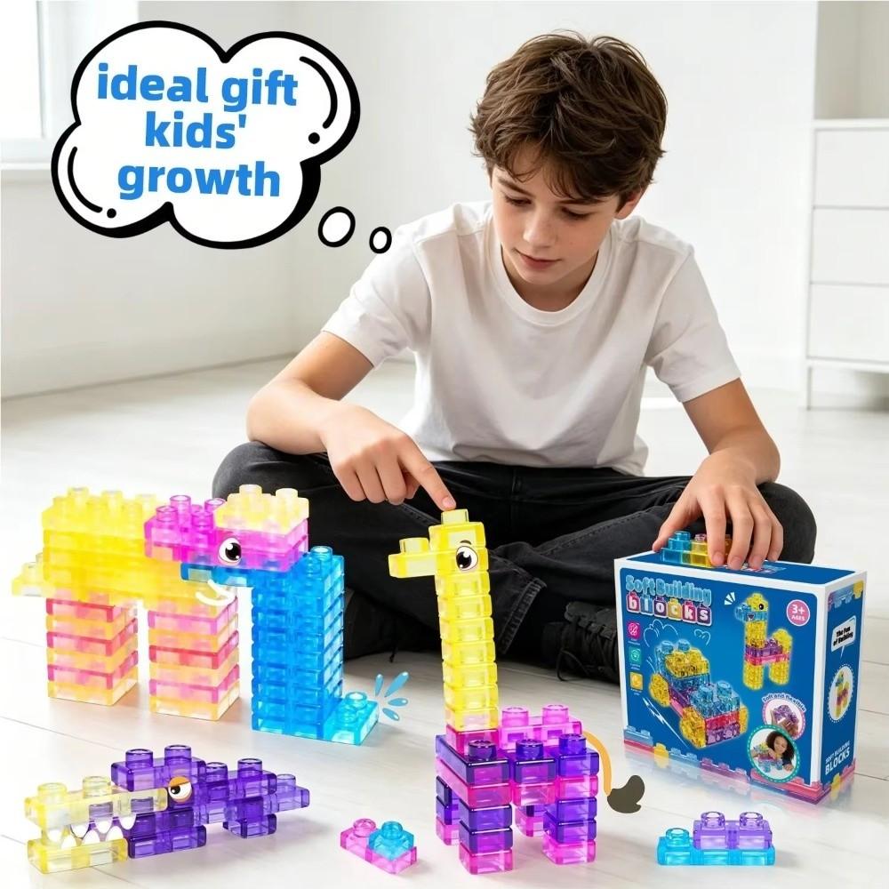 Rubber Jelly Building Blocks Flexible Soft Jelly Blocks Squishy Building Blocks Kids Gift