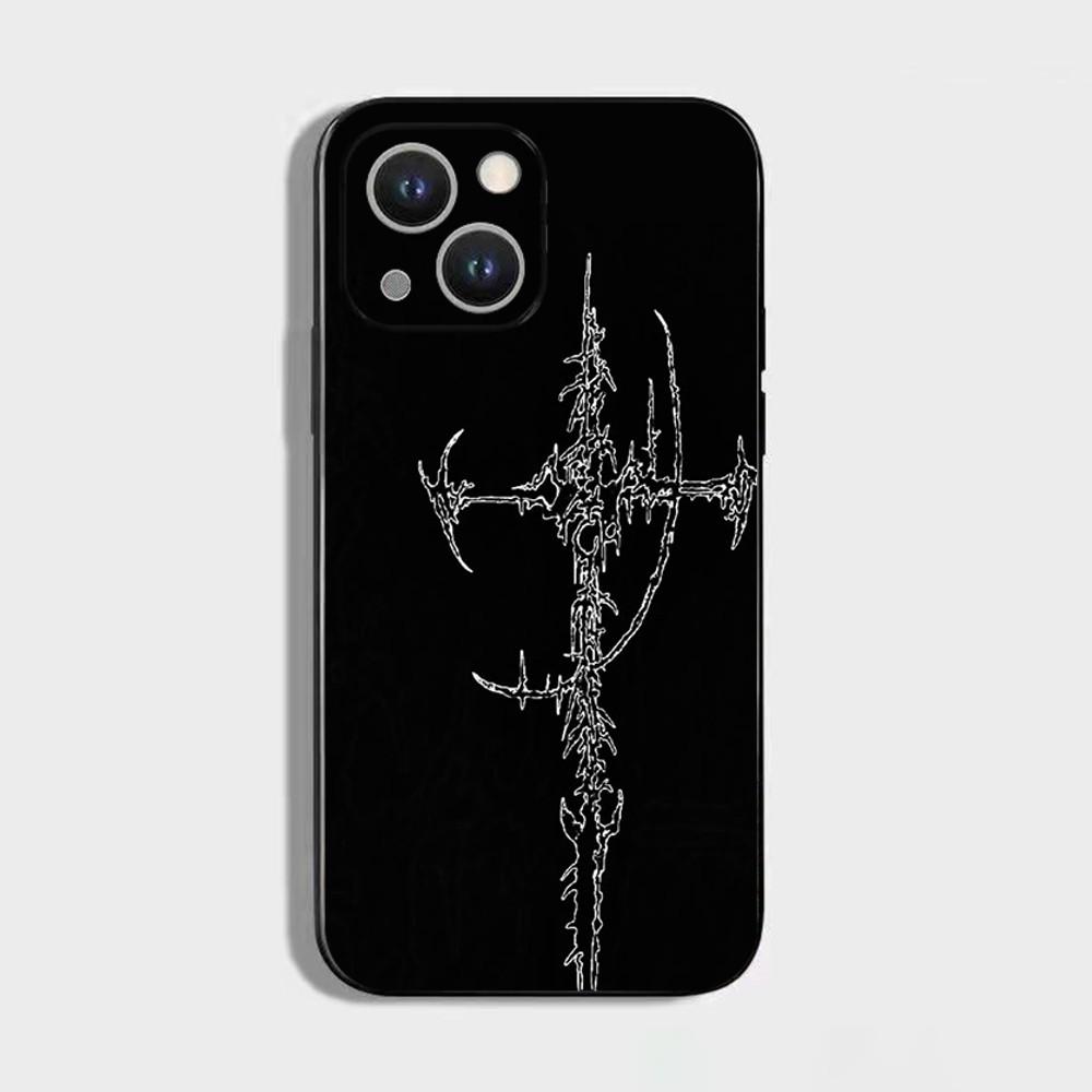 Кибер-сигил Линия креста Чехол для телефона Для iPhone 16,15,14,13,12,11 Plus,Pro Max,XS,X,XR,SE,Mini,8,7, Мягкий силикон Черный чехол