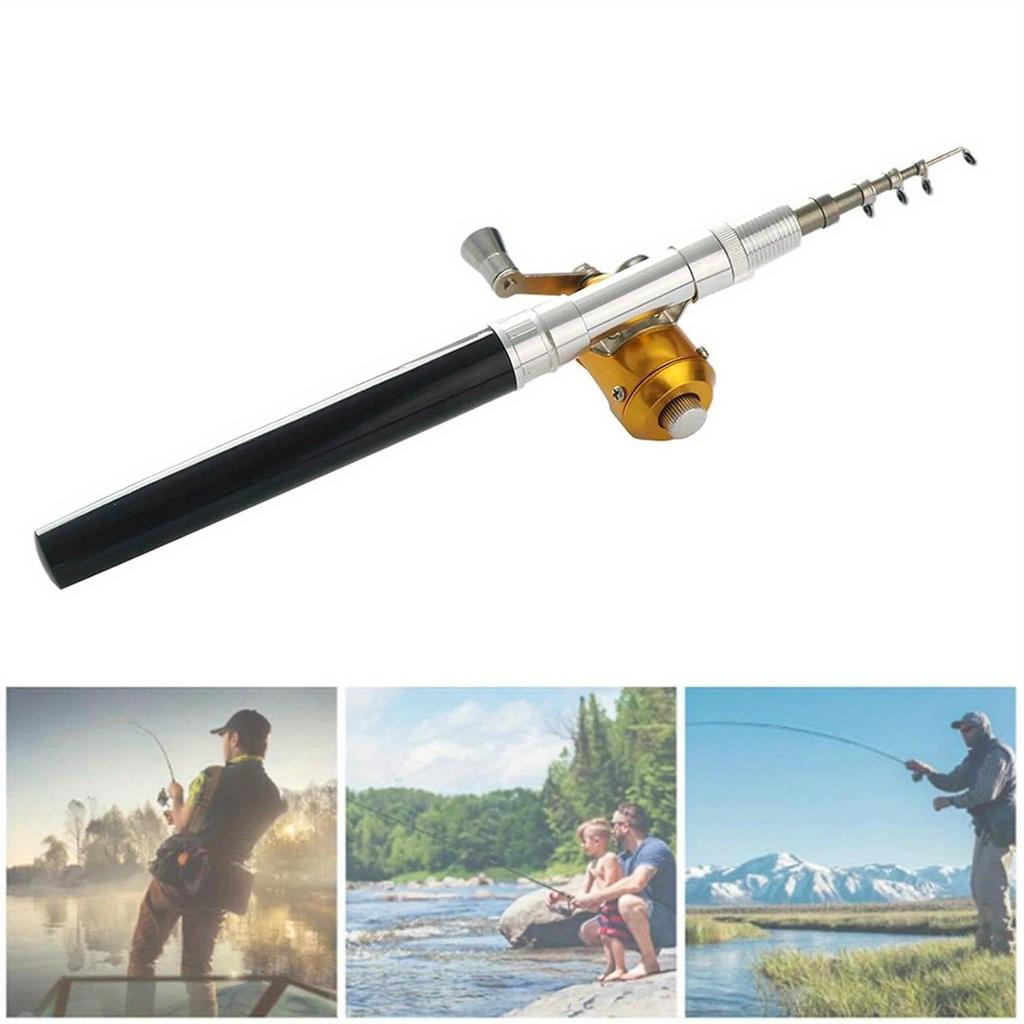 Mini Pocket Ice Fishing Rods Portable Telescopic Pen Shape Fishing Pole and Reel Combos Set Wheel Outdoor for River Lake Fishing