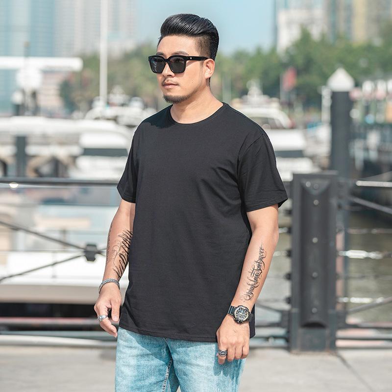 Мужская свободная футболка большого размера M-7XL 8XL Мужская однотонная футболка с круглым вырезом и короткими рукавами