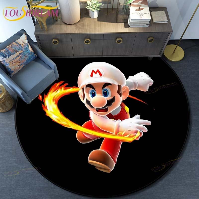 Мультяшный Ковер Круглый Коврик для Пола Mario Bros Спальня Фланелевый Ковер с Животными Противоскользящий Коврик для Игр Детей Украшение Комнаты Детей Коврики