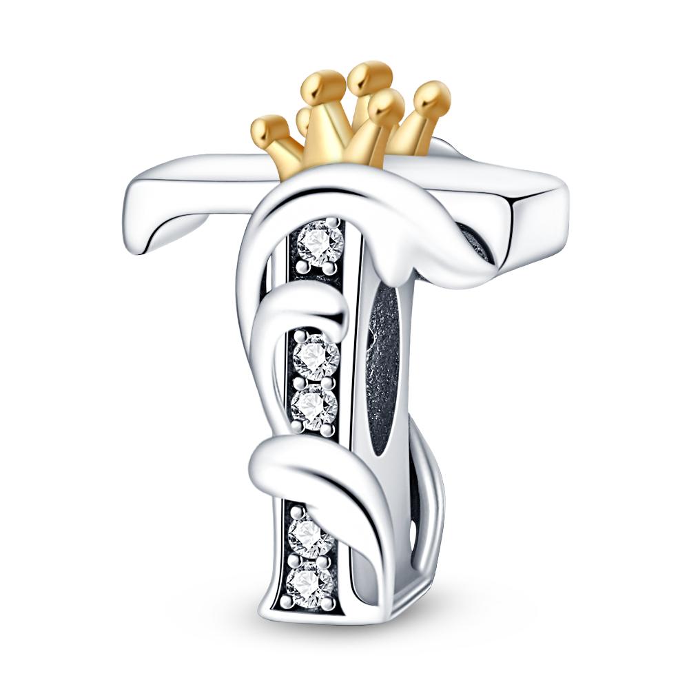 Fit Qikaola 925 Bracelets Charms Classic Crown 26 Letters Alphabet Charms Beads For Women Fine DIY Wedding Jewelry Gift