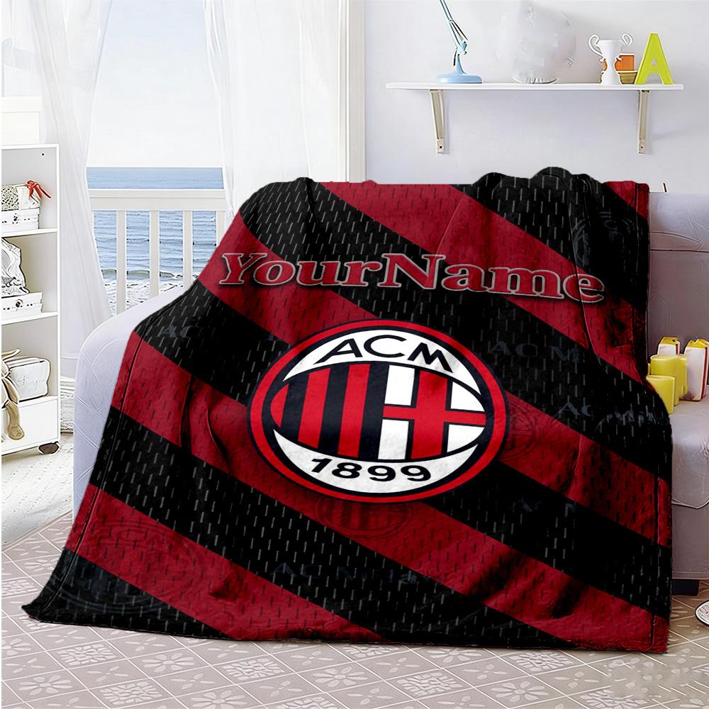 Ac Milan Customize Your Name Blanket Multi-purpose Personalized Blanket Ultra-Soft Perfect for Seaside Living Room Sofa Couch All-Season Use