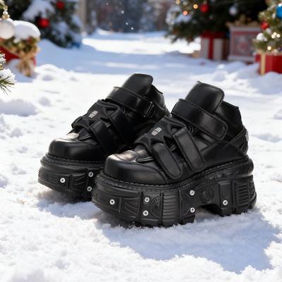 Женская обувь в стиле панк на шнуровке, высота каблука 6 см, обувь на платформе, женские кроссовки с металлическим декором, готические ботильоны в стиле рок