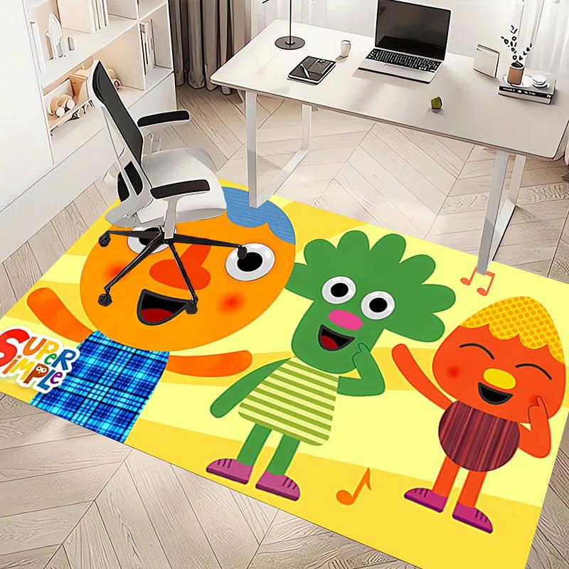 1pc Super Simple Songs Print Area Rug - Soft, Washable Non-Slip Indoor Mat, Living Room, Home Office Decorative Rug,Office Decorative