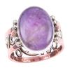 Natural Tiffany Stone Gemstone 925 Sterling Silver Two Tone Ring Size 10 E4A44