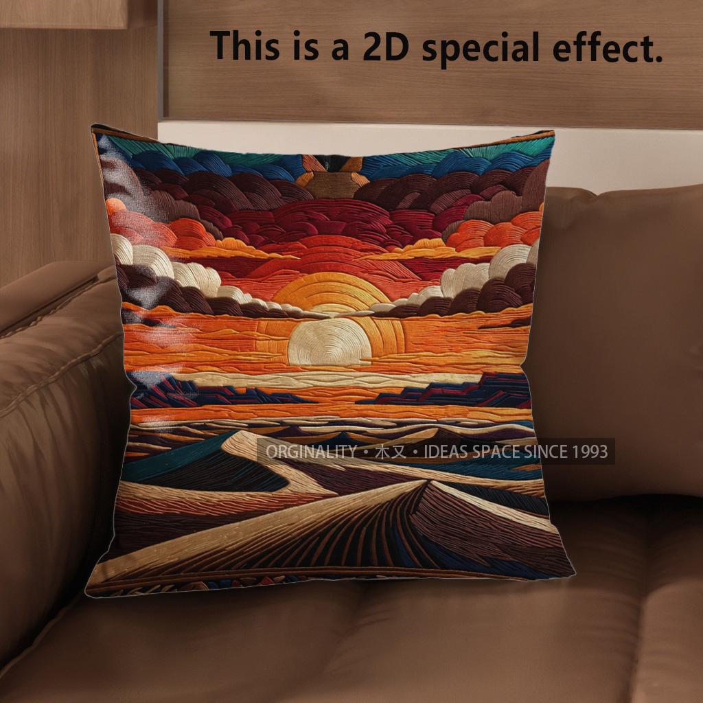D Set Of  Desert Sunset Boho Throw Pillow Covers Pattern Cushion Cover Suitable For Sofa Bedroom Car Pillow Cover