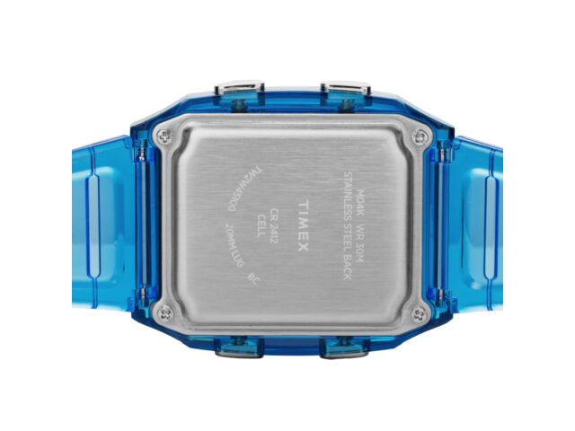 TIMEX QLCA Прозрачный синий циферблат кварцевые часы TW2W45100 прозрачный унисекс для взрослых НОВЫЙ