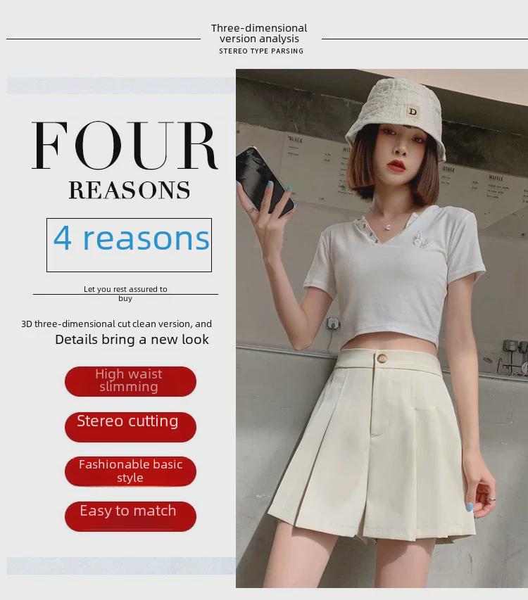 Женские шорты А-силуэта с широкими штанинами и складками 2023 года: Эластичный пояс, облегающий крой, повседневный летний стиль