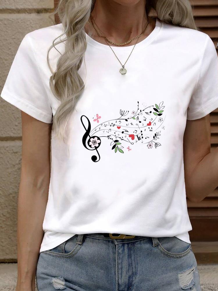 (Asian Size) Tee Top Star Trend Cute 90s Women Fashion Female Clothing T Shirt Woman Print Short Sleeve Graphic T-shirts