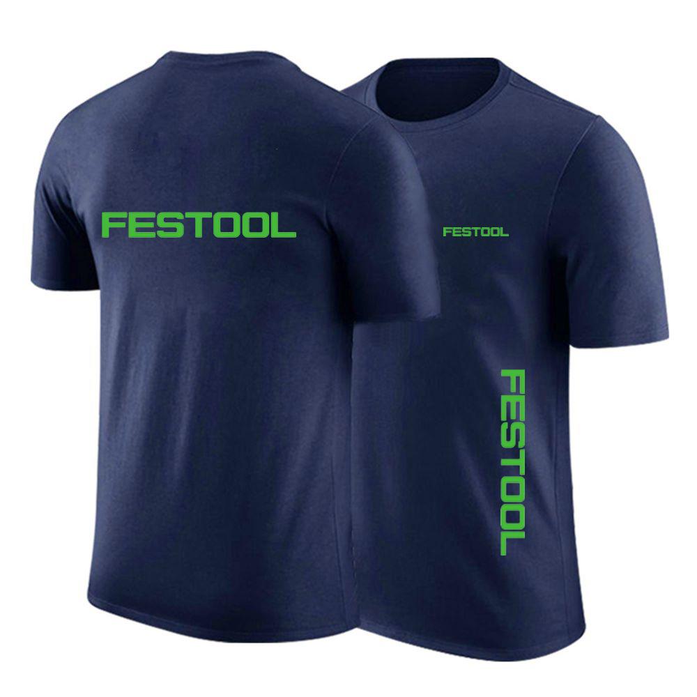 Festool Инструменты Печать Унисекс Футболка с коротким рукавом Летняя Повседневная Мужская Однотонная Хлопковая Футболка Мода Хип-Хоп Харадзюку Одежда