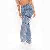 Ladies Straight Loose Wide Leg Pants Cargo Multi Pocket Jeans Casual Jeans For Women