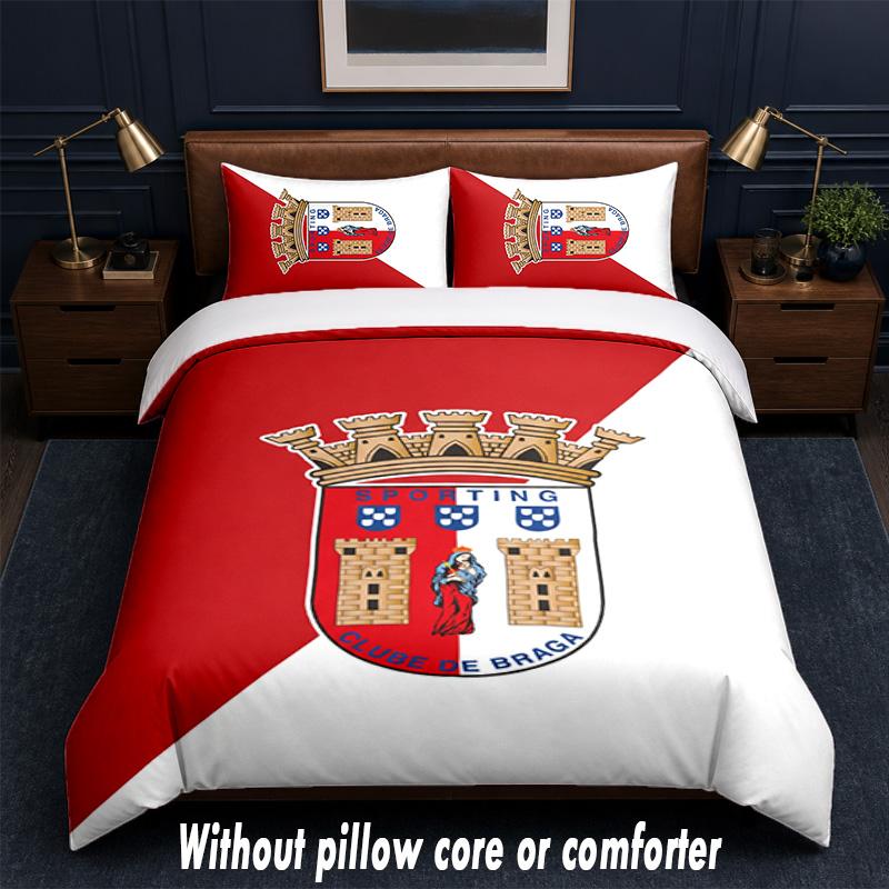 Braga FC Design Bed Bedding Set 1 Duvet Cover + 2 Pillowcases Soft Breathable Household Bed Linens