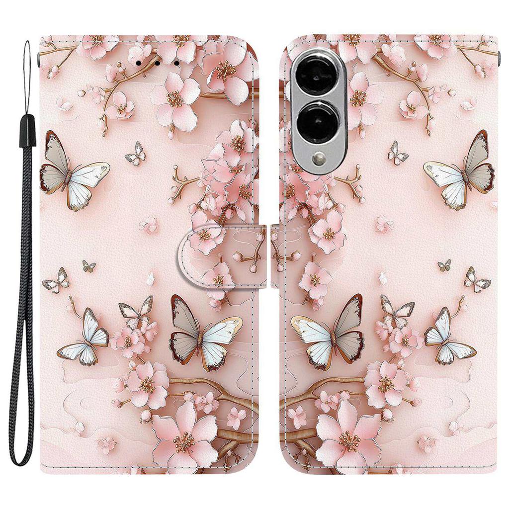 Для Samsung Galaxy S25 Edge Чехол-кошелек с принтом, кожаный чехол-подставка для телефона с ремешком