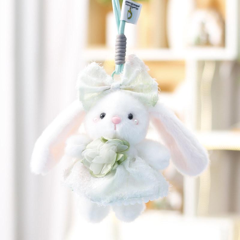 Soft Polyester Bunny Plush Toy With Floral Pattern For Women Purse Charms