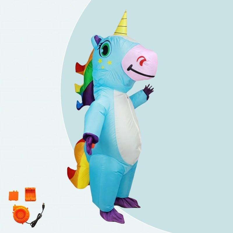 Inflatable Unicorn Costume Halloween Party Performance - Cartoon Cute Air-Filled Outfit One Size Fits Most