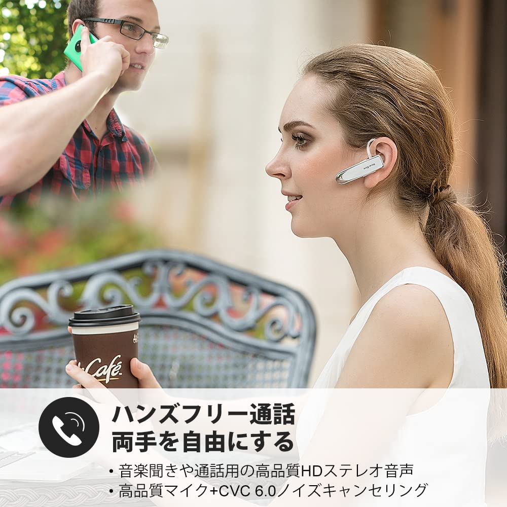 New Bee Bluetooth Single Ear Bluetooth Ear Hook 260mAh Large 24 Hours Continuous 1440 Hours for Both Left and Right SIRI Noise Comfortable To