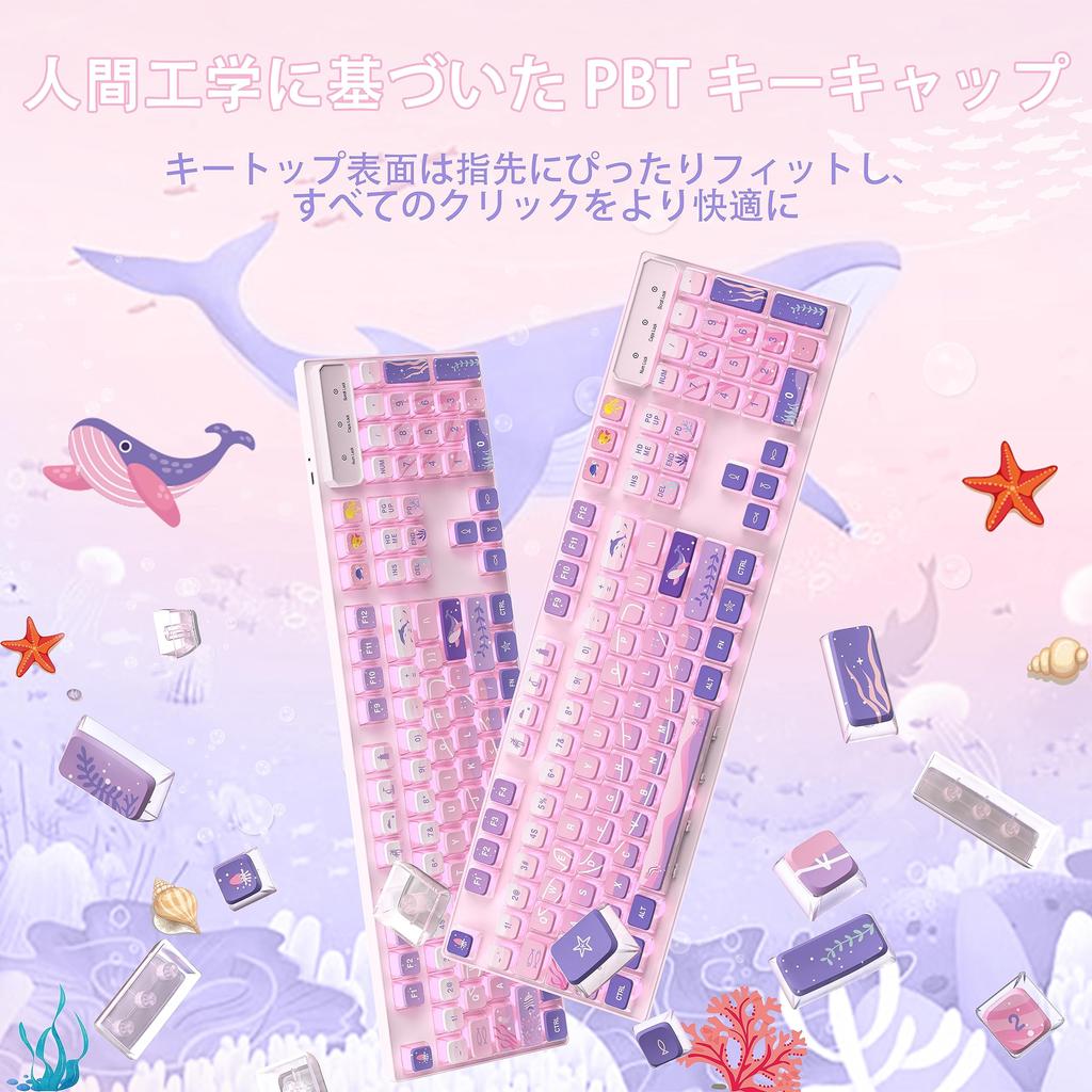 Игровой колпачок для клавиш Верхняя клавиша PBT Прозрачная сублимационная печать Термосублимационная печать 120 клавиш Фиолетовое море Полная совместимость с клавишами Совместимость с профилем ASA