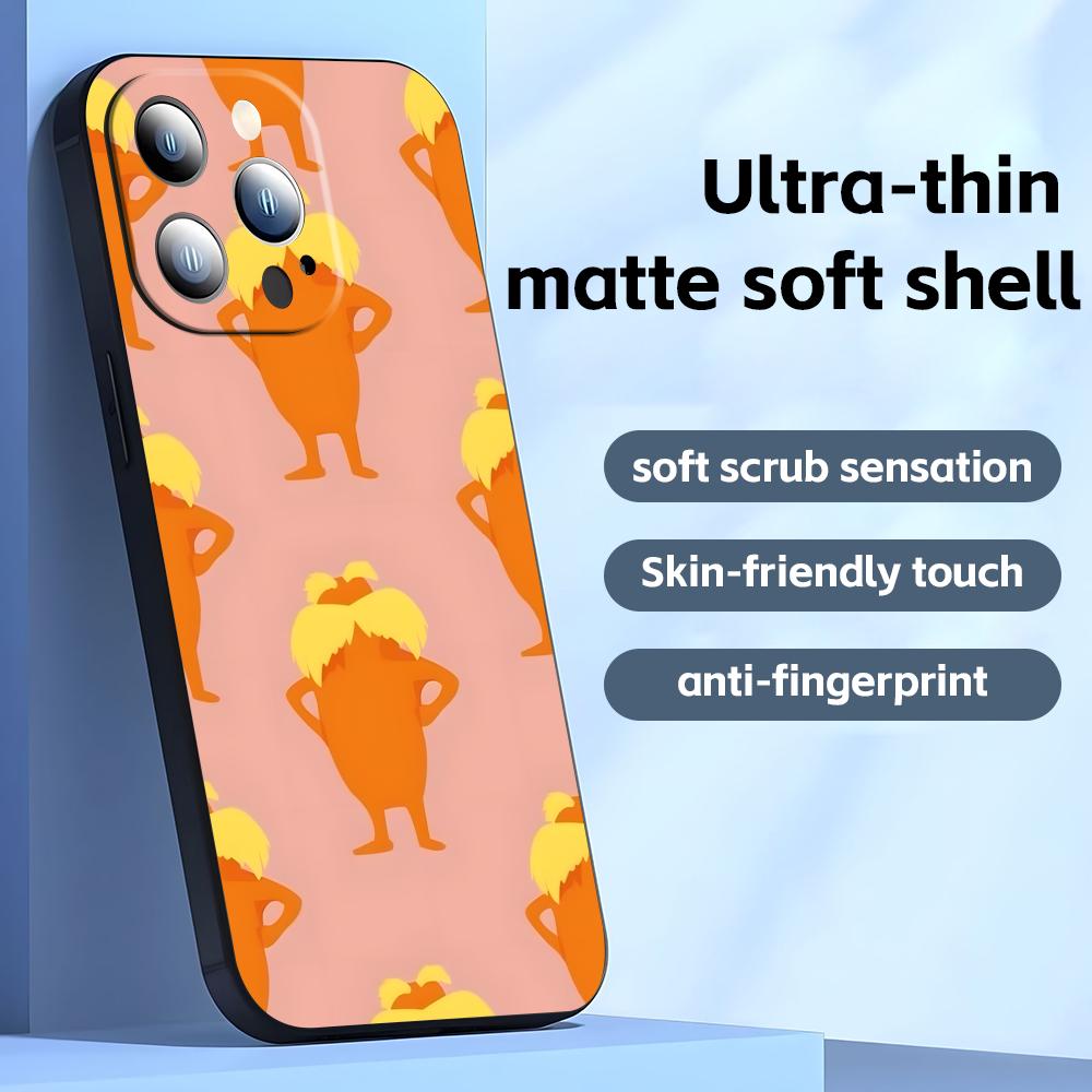 Мультяшный T-The L-Lorax Чехол для телефона для iPhone17 16 16e 15 14 13 12 11 Plus Mini Pro Max Мягкий черный Ударопрочный чехол