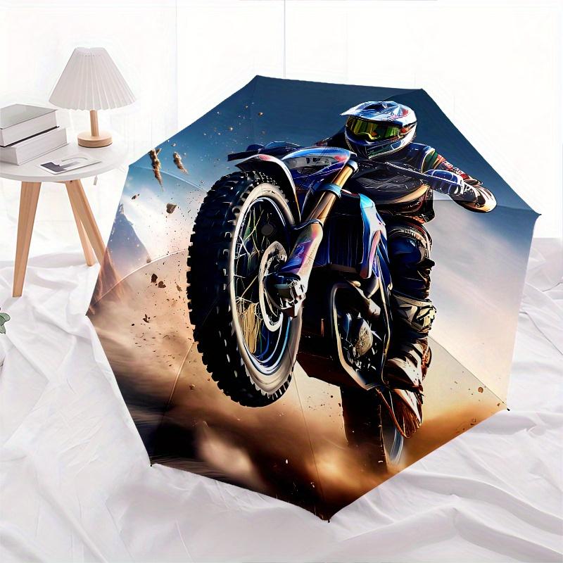 Motorbike,Desert Automatic Folding Umbrella 8 Ribs Lightweight Design, Durable Iron Frame, Compact and Portable, Ideal Birthday or Christm