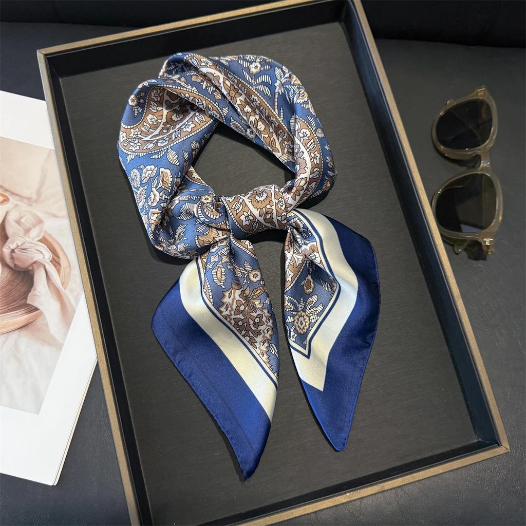 70 см розовый цветочный шелковый шарф для женщин, искусственный шелк, свежий и элегантный универсальный головной убор, одежда, сумки и квадратный шарф