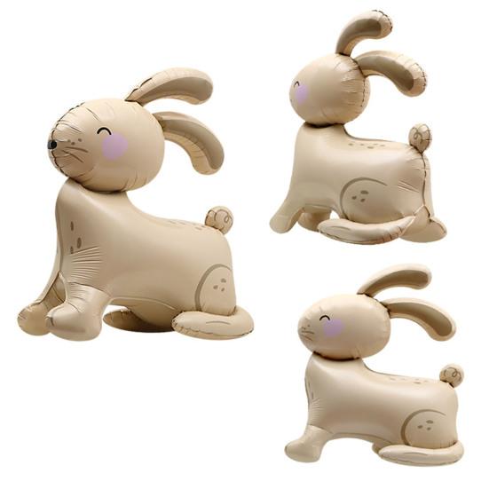 Rabbit Balloon Party Themed Scene Layout Lovely Cartoon Animal Inflatable Toy Ornament 4D Standing Easter Bunny Aluminum Foil Balloon Party Decoration
