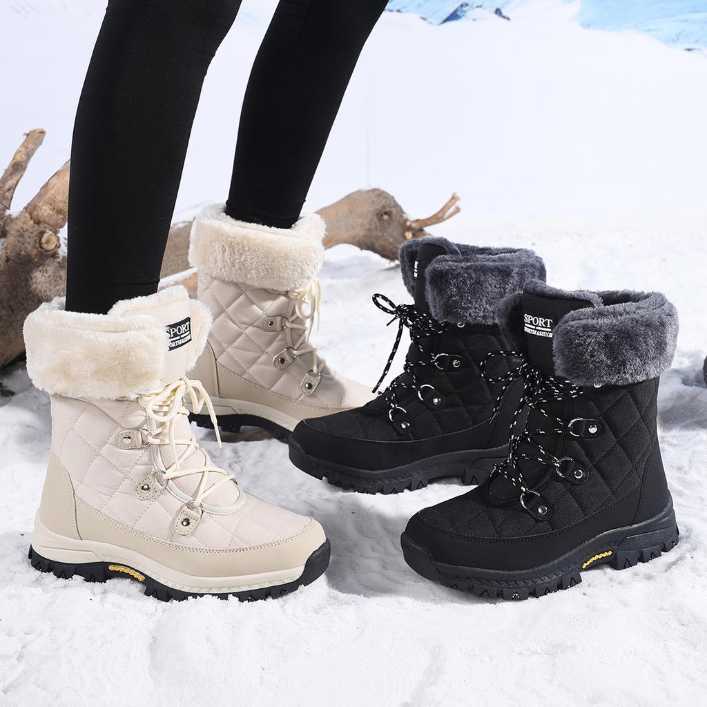 TUINANLE Warm Winter Boots Women Cotton Shoes High Top Snow Boots Fashion Mother Plush Shoes