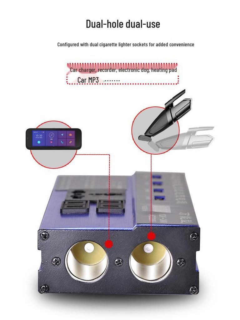 High-Power 24V/12V To 220V Universal Car Inverter Charger
