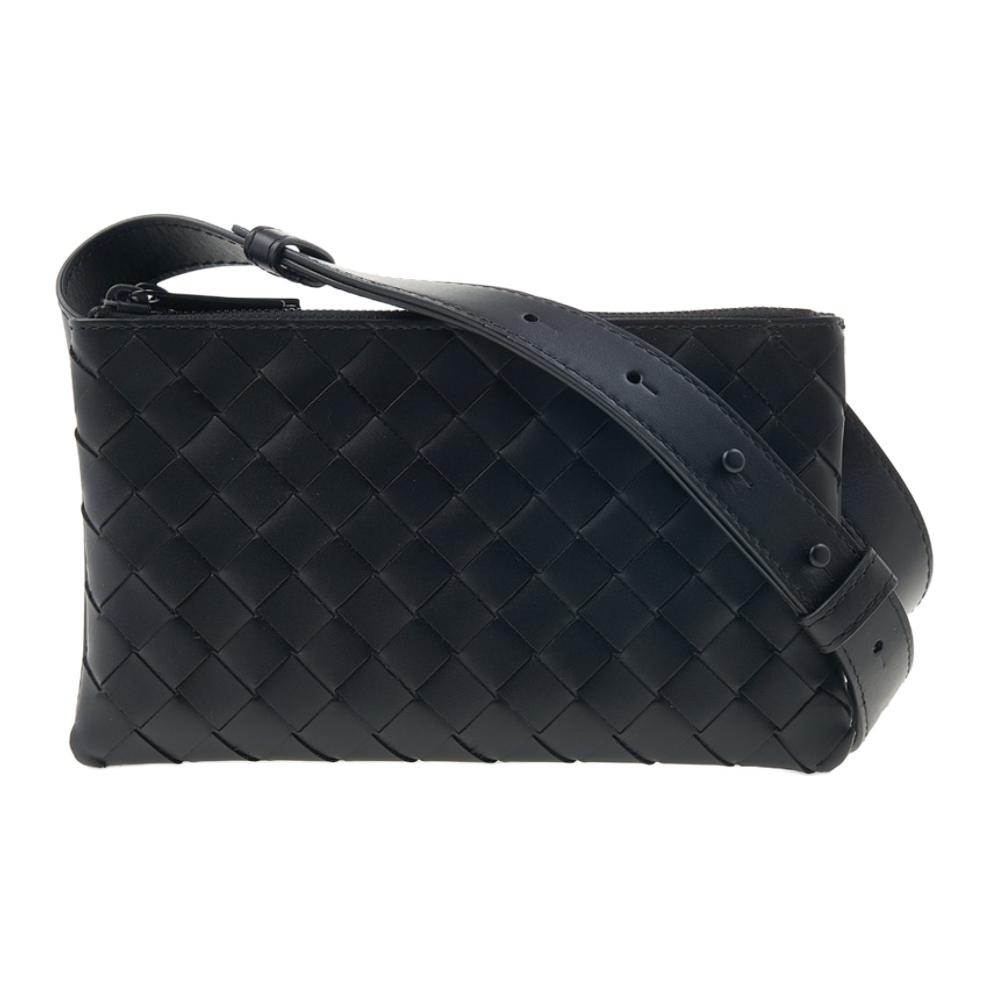 Bottega Veneta Регулируемый ремень Сумка через плечо из телячьей кожи Женская сумка через плечо Черная 609692V3US28984