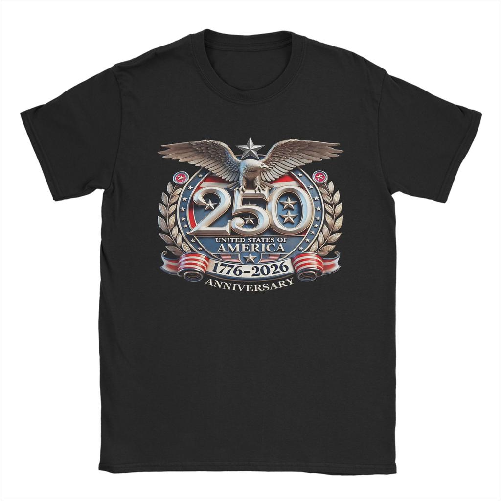 Summer 250 Years American Anniversary T Shirt for Unisex Women Cotton Tshirts Short Sleeve Clothes