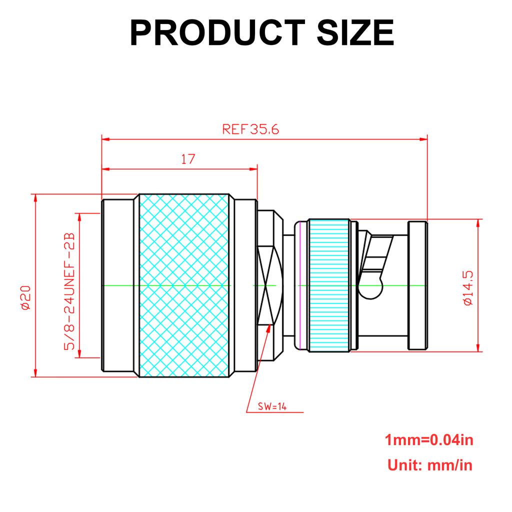 Copper Coaxial RF Connector N/BNC JJ Type Universal Fit for Antenna Cables
