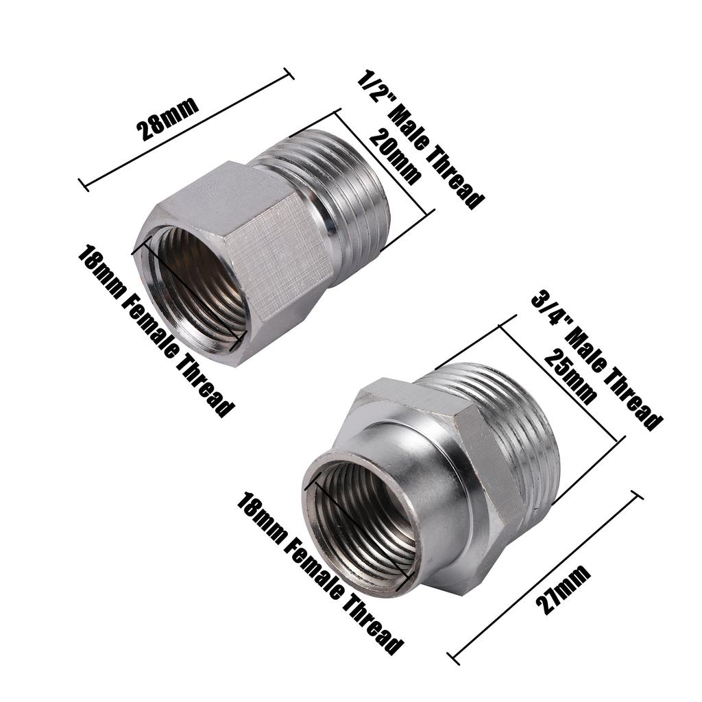 Silver M18 To 1/2" 3/4" Male Thread Adapter 18mm Thread Connector For Faucet Conversion Repair Tap Pump Purifier Accessories
