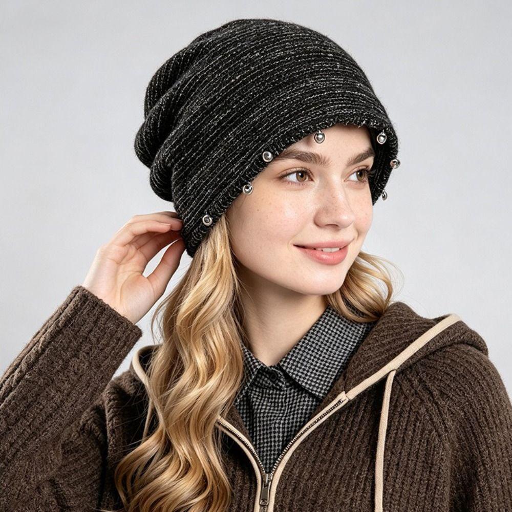 Soft Knitted Slouchy Hat Thickened Knit Hat High-End Feel Slouchy Beanie Hat Casual Wear